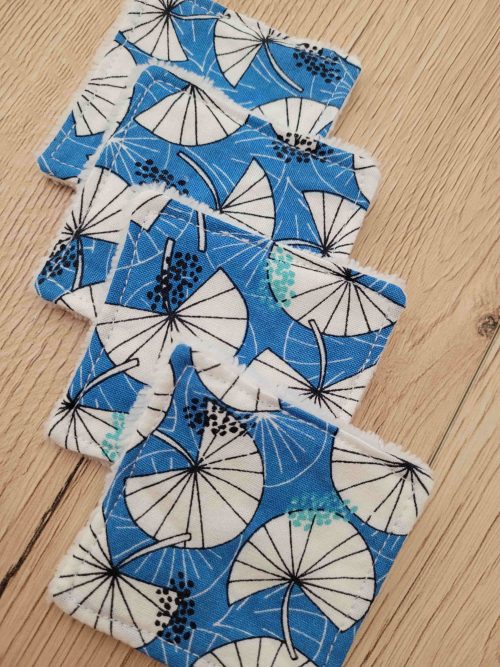 Ensemble de 4 mini-lingettes - Eventails bleus