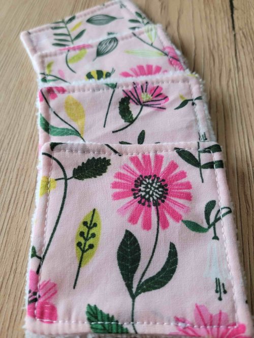 Ensemble de 4 mini-lingettes - Fleurs des champs - Rose