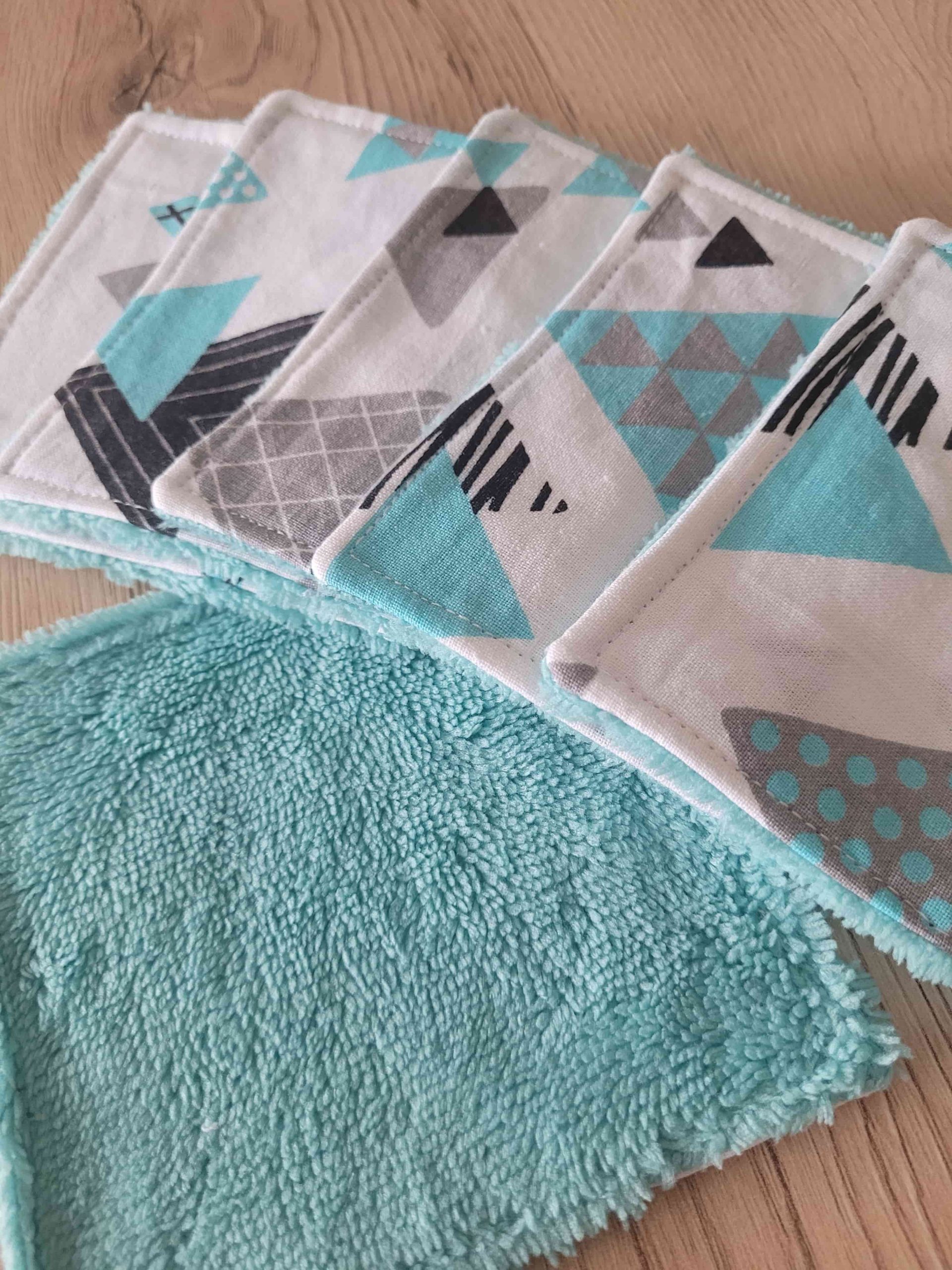 Lingettes démaquillantes - Lot de 6 - Triangles turquoises – Image 2